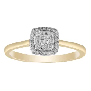 0.25ct Diamond Cluster Engagement Ring In 9Ct Yellow Gold