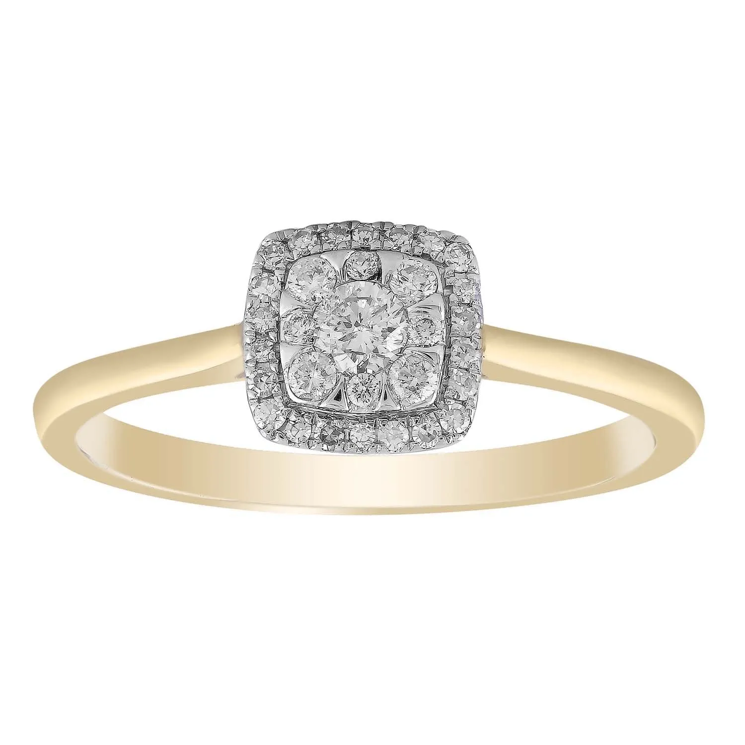 0.25ct Diamond Cluster Engagement Ring In 9Ct Yellow Gold