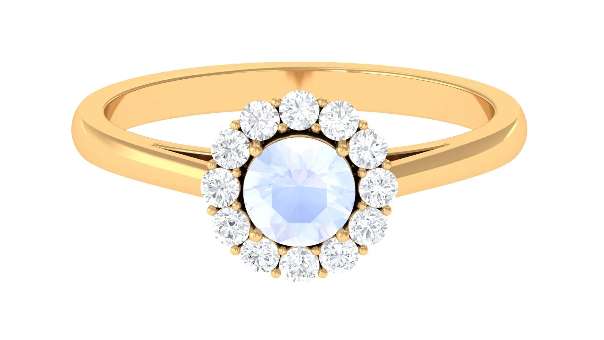 1 CT Moonstone and Diamond Floating Halo Engagement Ring