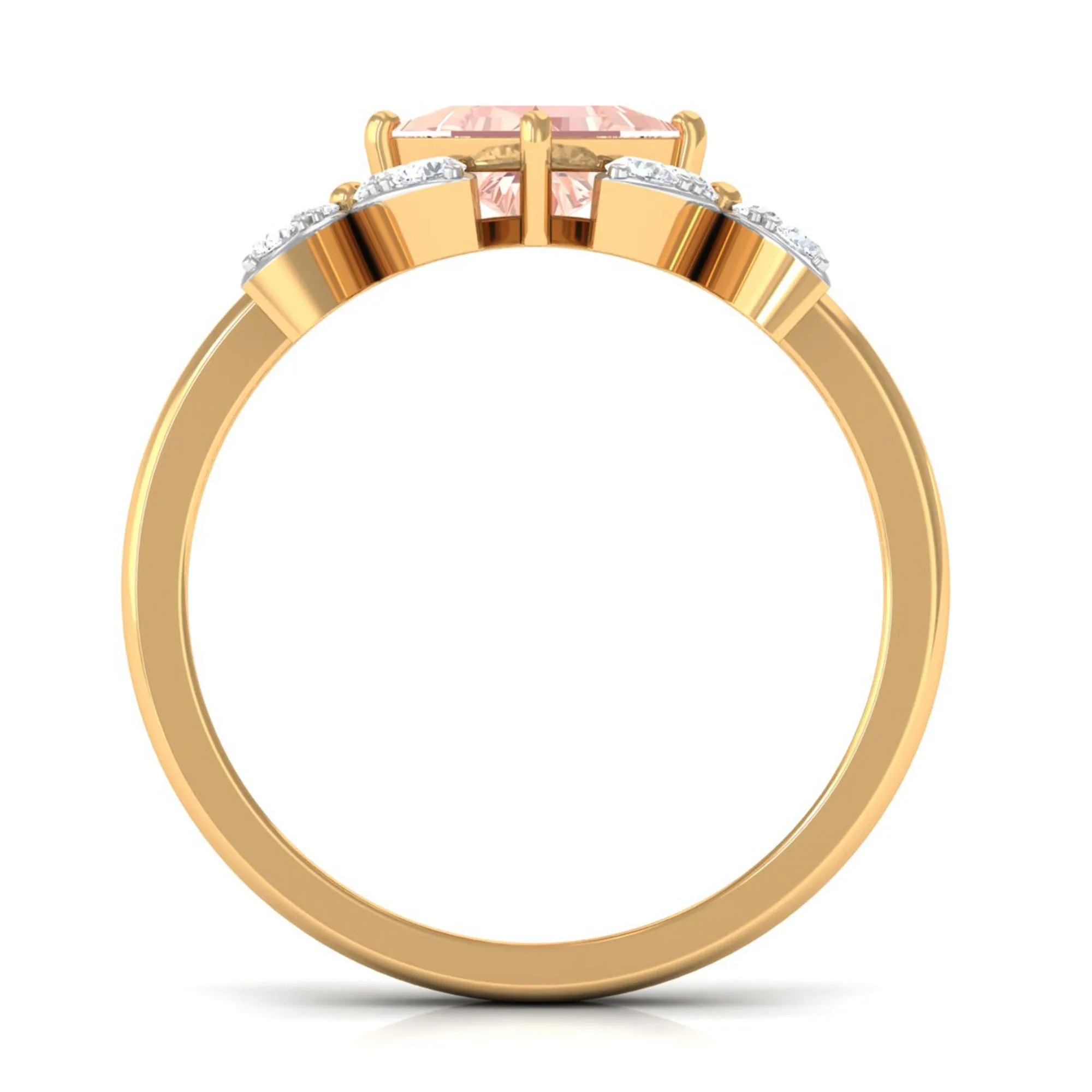 1.25 CT Princess Cut Morganite Floral Engagement Ring with Diamond