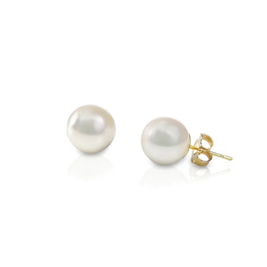 14k Gold Akoya Cultured Pearl Stud Earrings