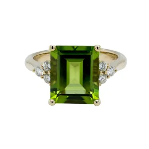 14k Yellow Gold Peridot Dinner Ring