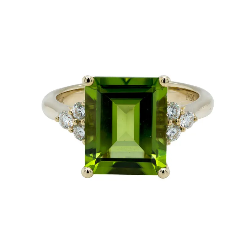 14k Yellow Gold Peridot Dinner Ring