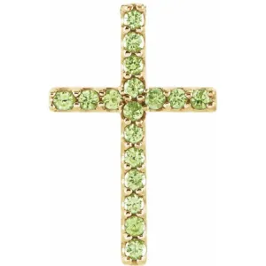 14K Yellow Natural Peridot Petite Cross Pendant