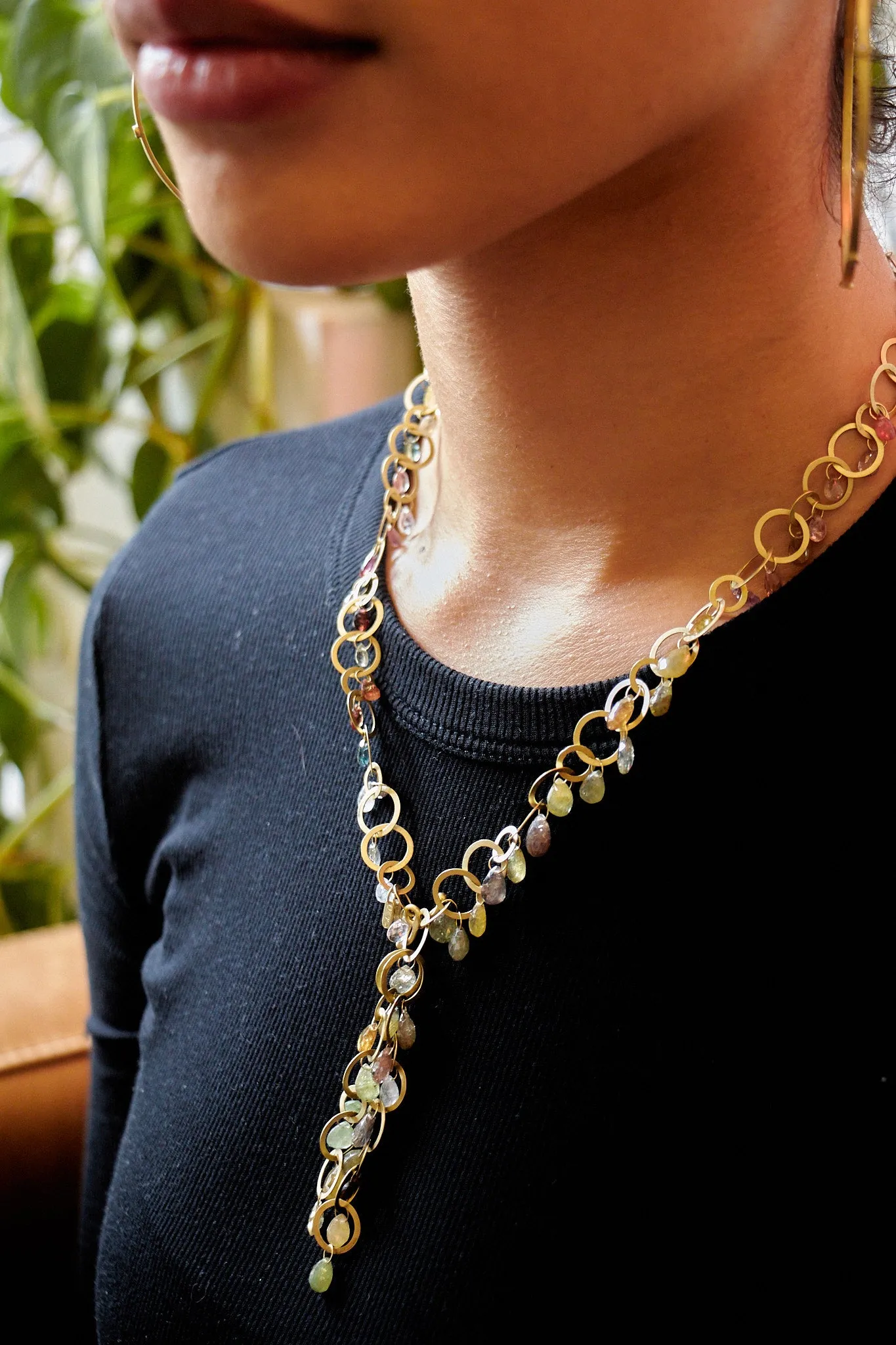 18 Karat Gold Umba Sapphire Briolette Fringe Necklace