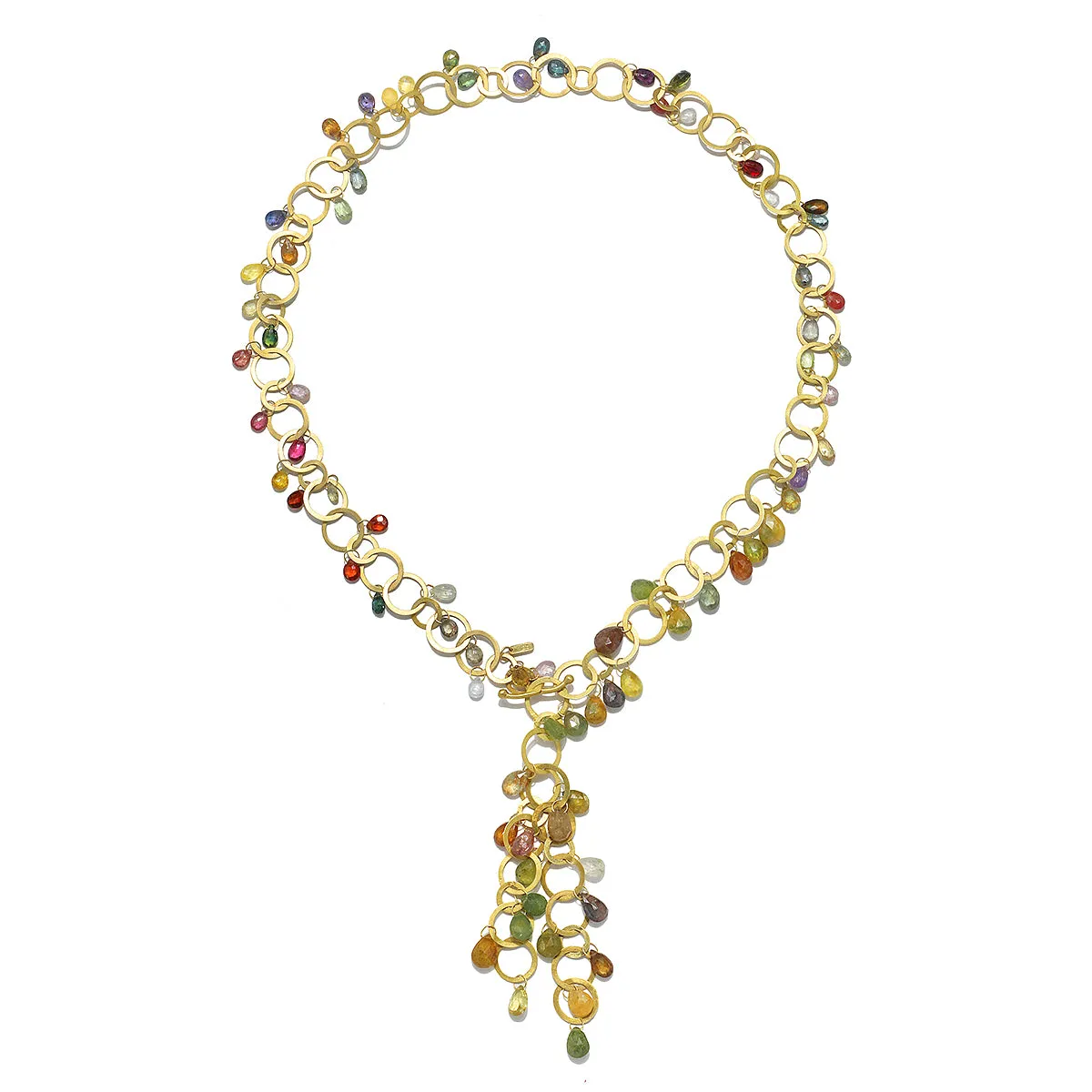 18 Karat Gold Umba Sapphire Briolette Fringe Necklace