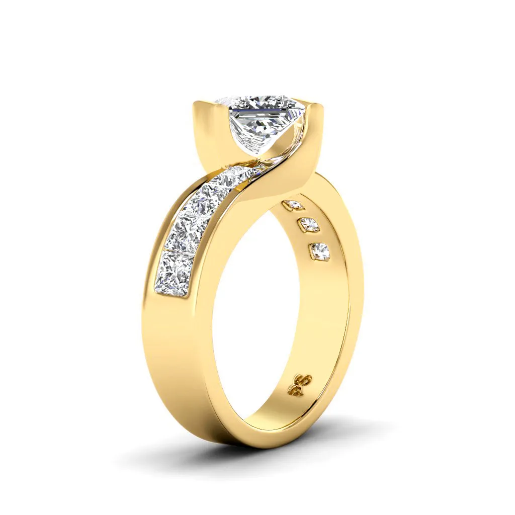2.10-4.60 CT Princess Cut Lab Grown Diamonds - Engagement Ring