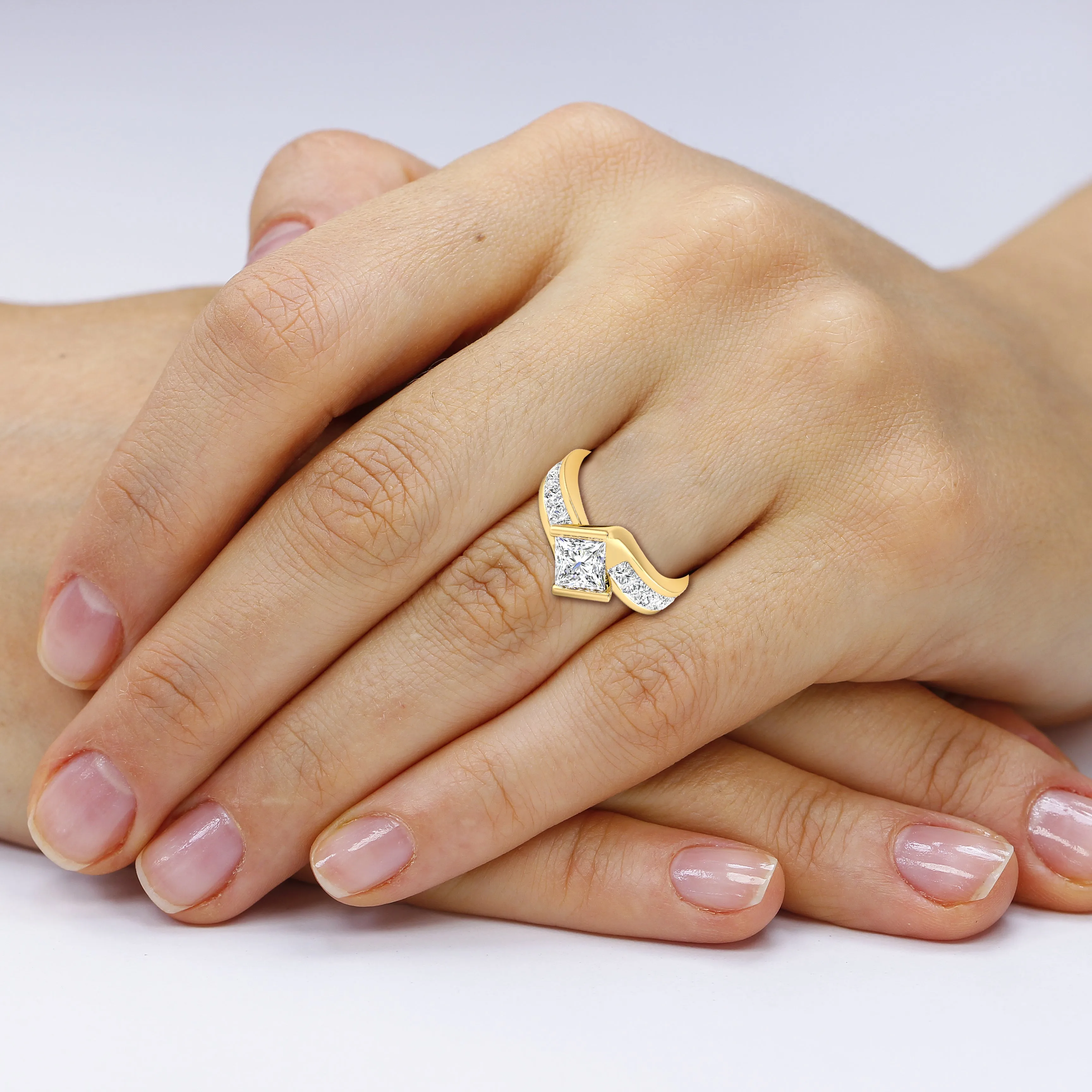 2.10-4.60 CT Princess Cut Lab Grown Diamonds - Engagement Ring
