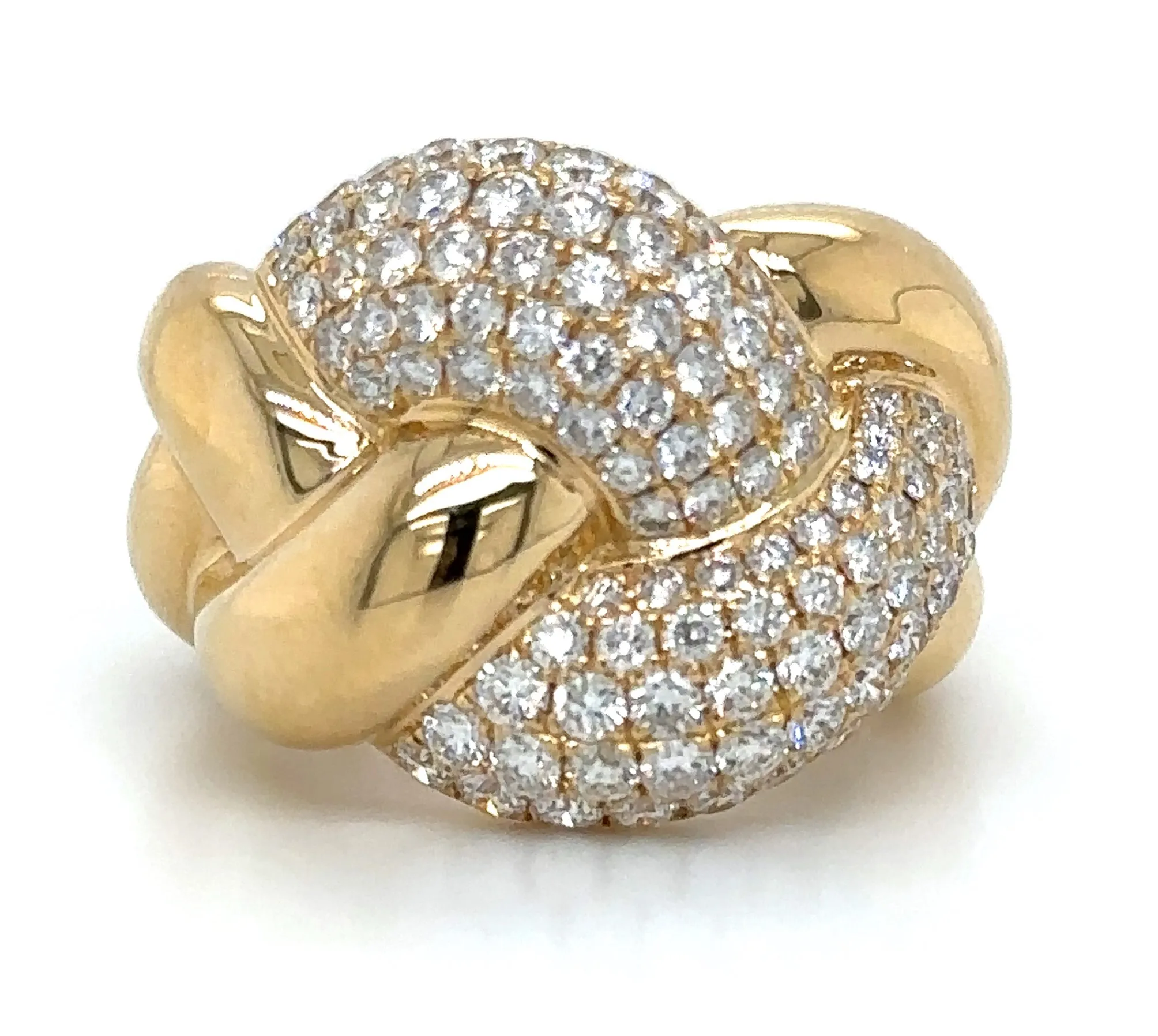 2.18ct tw Ladies Braid Link Diamond & Gold Cocktail Ring