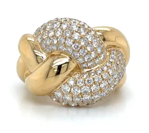 2.18ct tw Ladies Braid Link Diamond & Gold Cocktail Ring