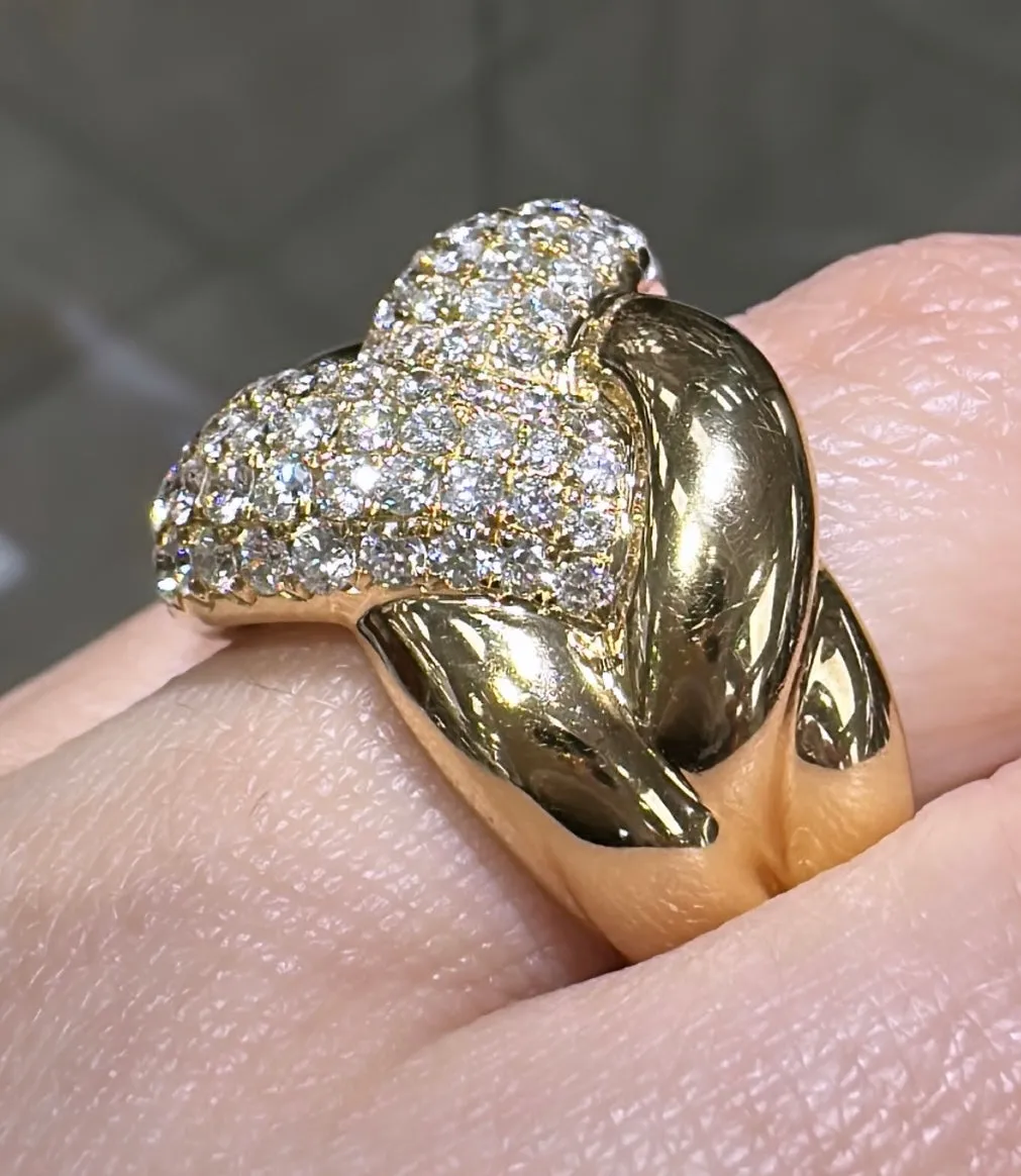 2.18ct tw Ladies Braid Link Diamond & Gold Cocktail Ring