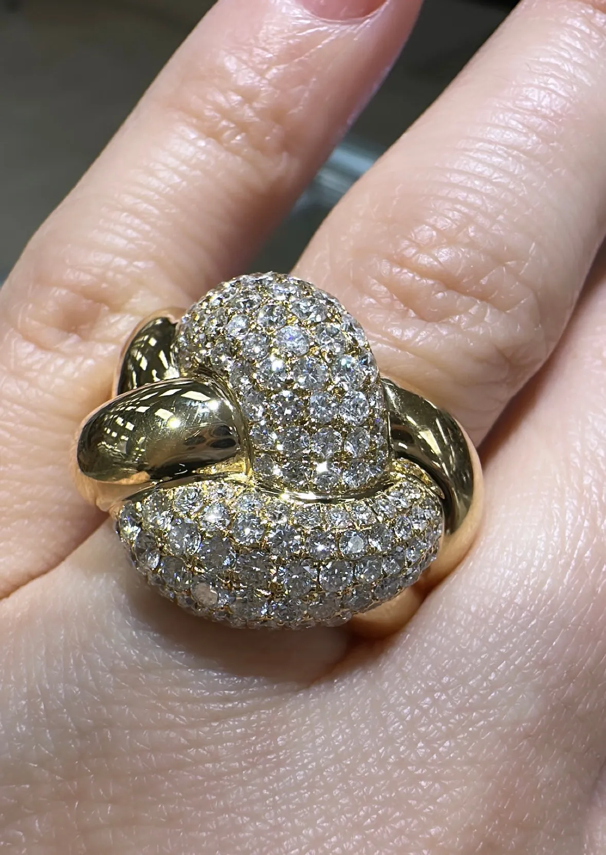 2.18ct tw Ladies Braid Link Diamond & Gold Cocktail Ring