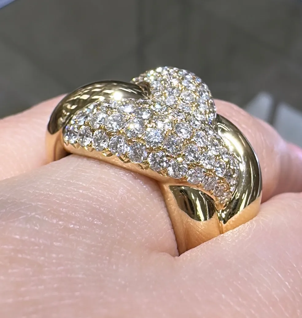 2.18ct tw Ladies Braid Link Diamond & Gold Cocktail Ring