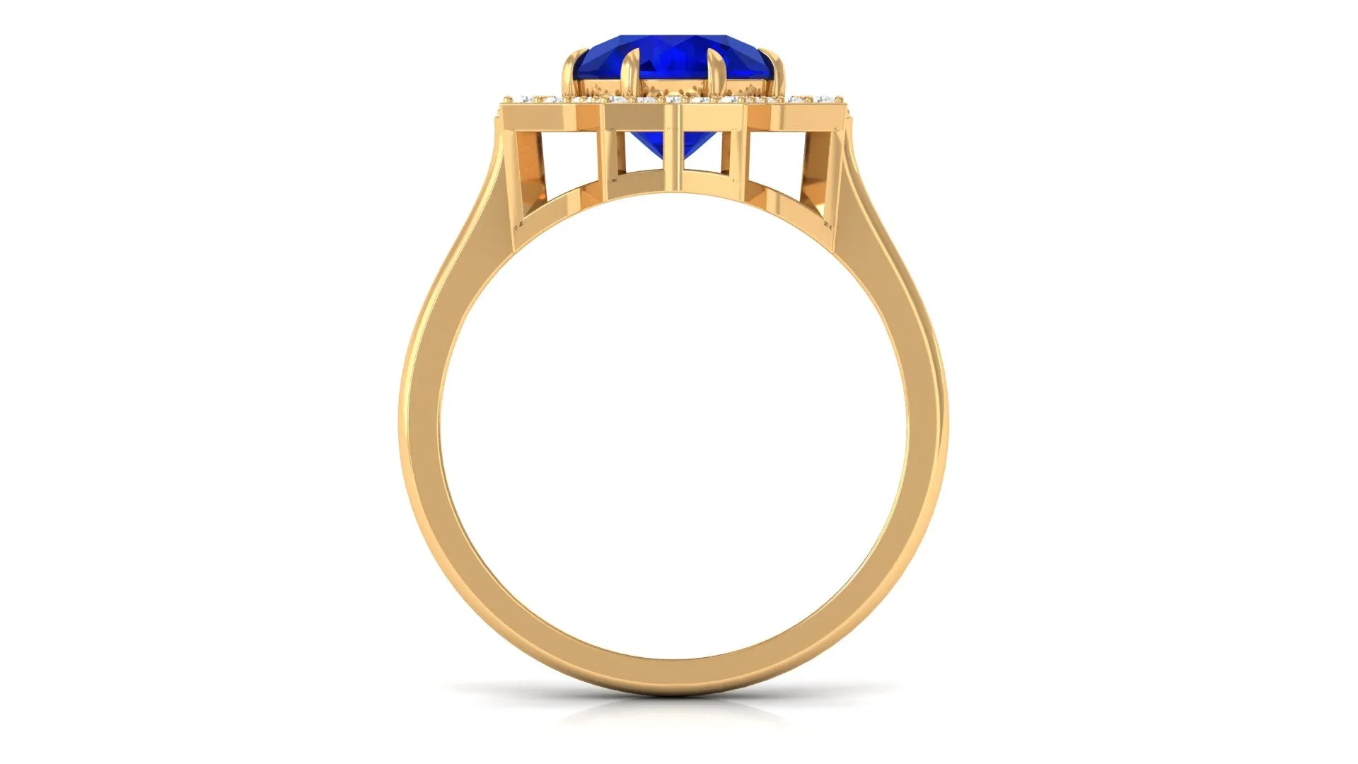 3.25 CT Created Blue Sapphire Star Shape Engagement Ring with Diamond