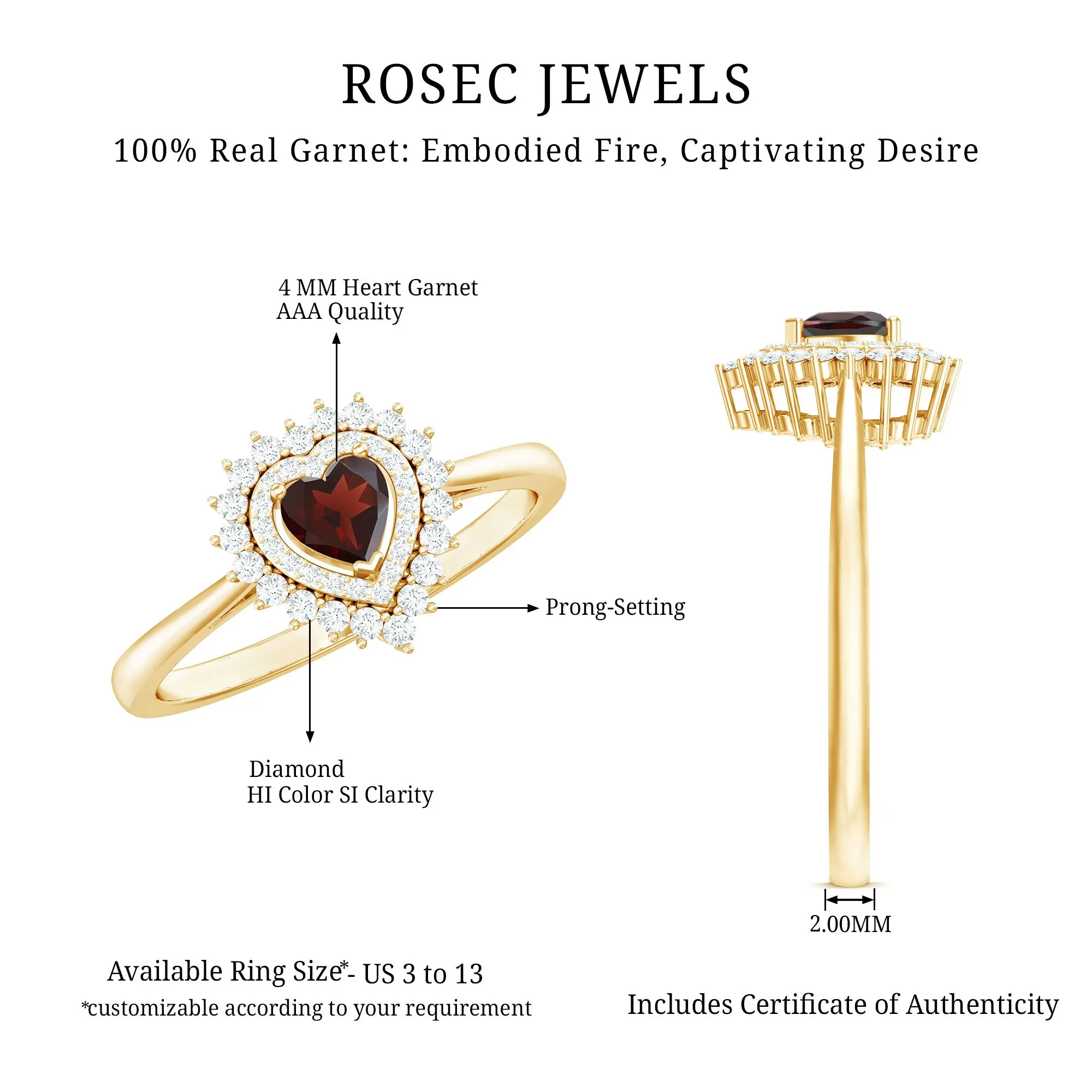 3/4 CT Heart Shape Garnet and Diamond Double Halo Engagement Ring