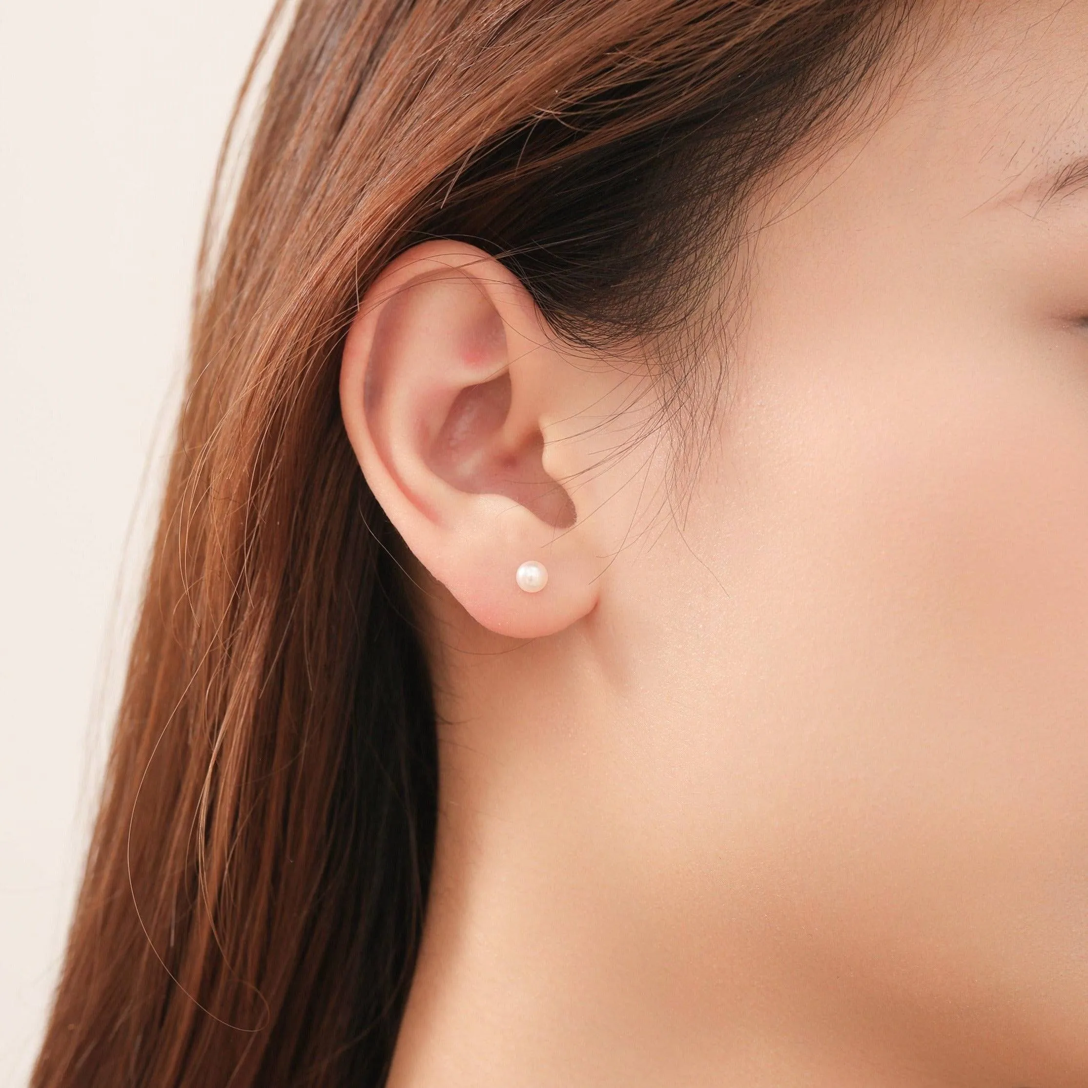 4-5mm Seawater Akoya Pearl & Silver Stud Earrings
