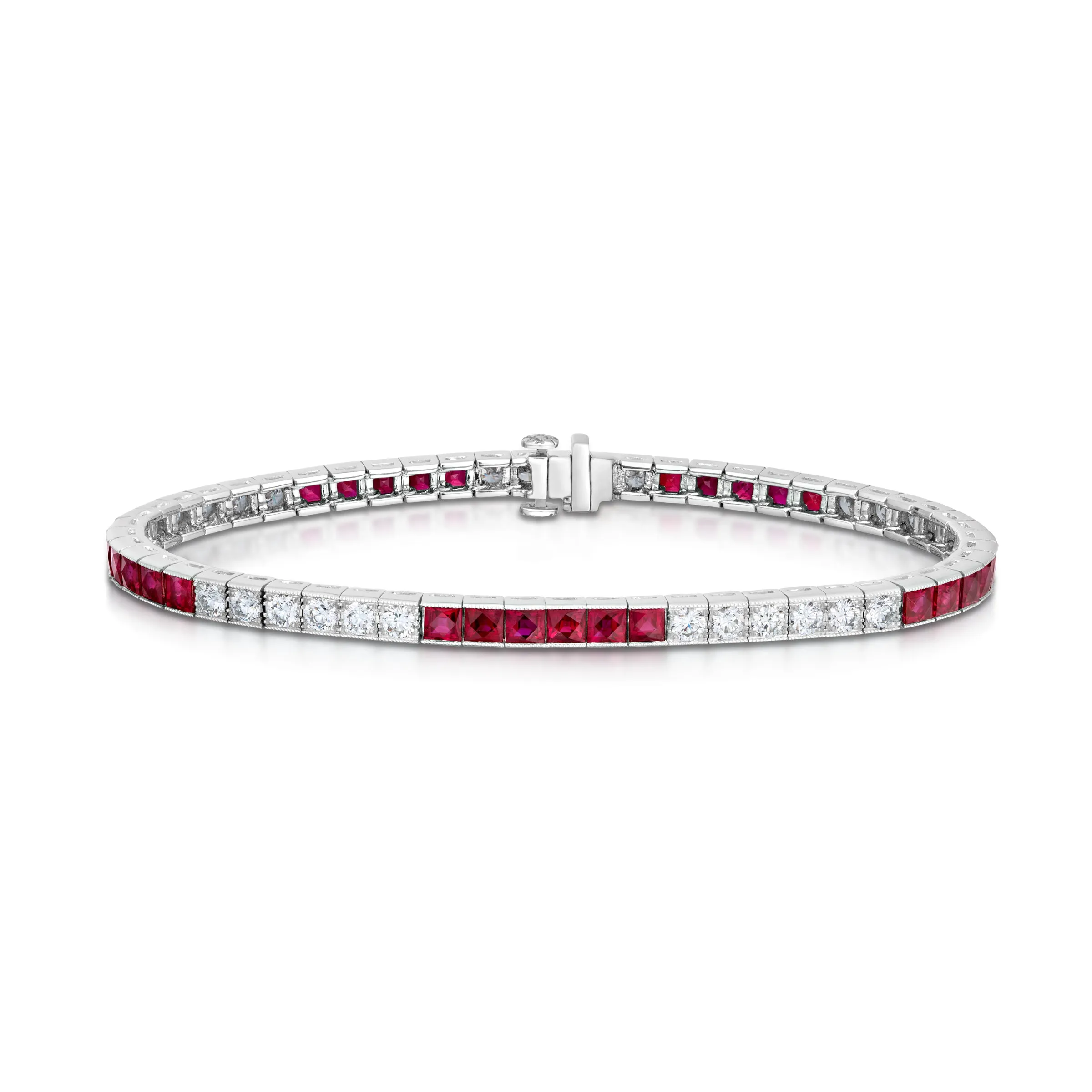 5.46 Carat Ruby and Diamond Line Bracelet