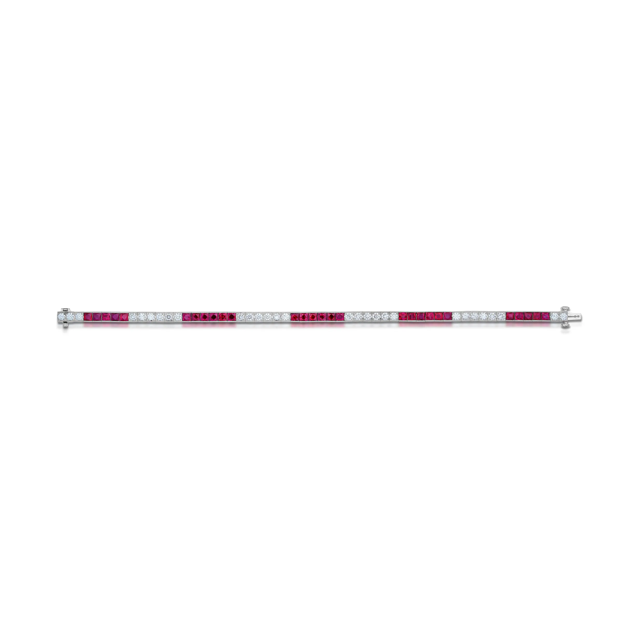 5.46 Carat Ruby and Diamond Line Bracelet