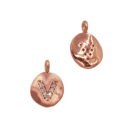 5mm 14k Rose Gold Filled Beaded Bracelet with Matching Initial Charm