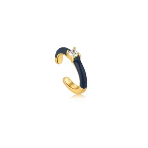 Ania Haie Navy Blue Enamel Gold Ear Cuff
