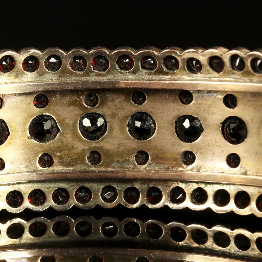 Antique Victorian Bohemian Garnet Bangle Boxed Circa 1880