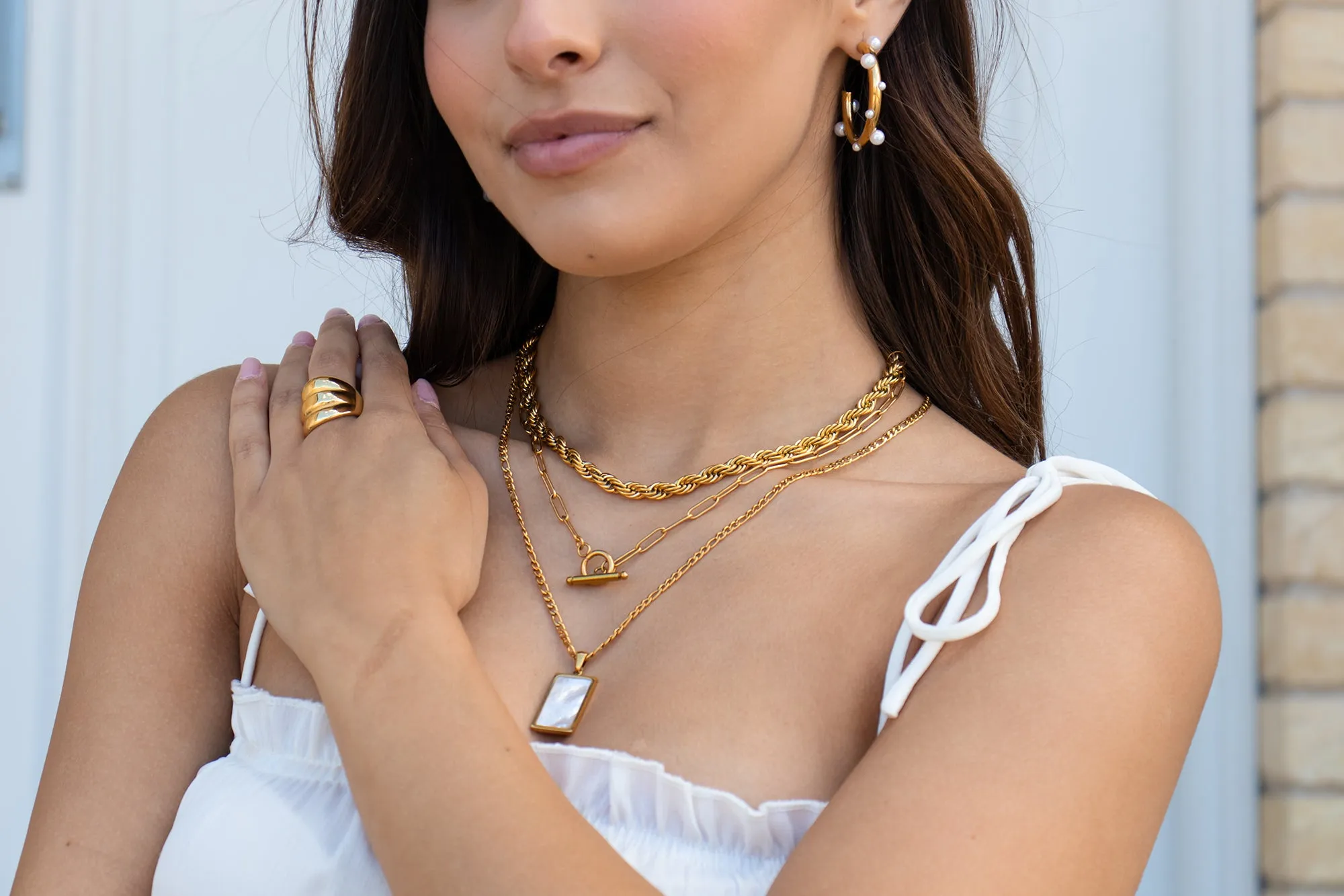 Ayla 18k gold plated glass pearl earrings