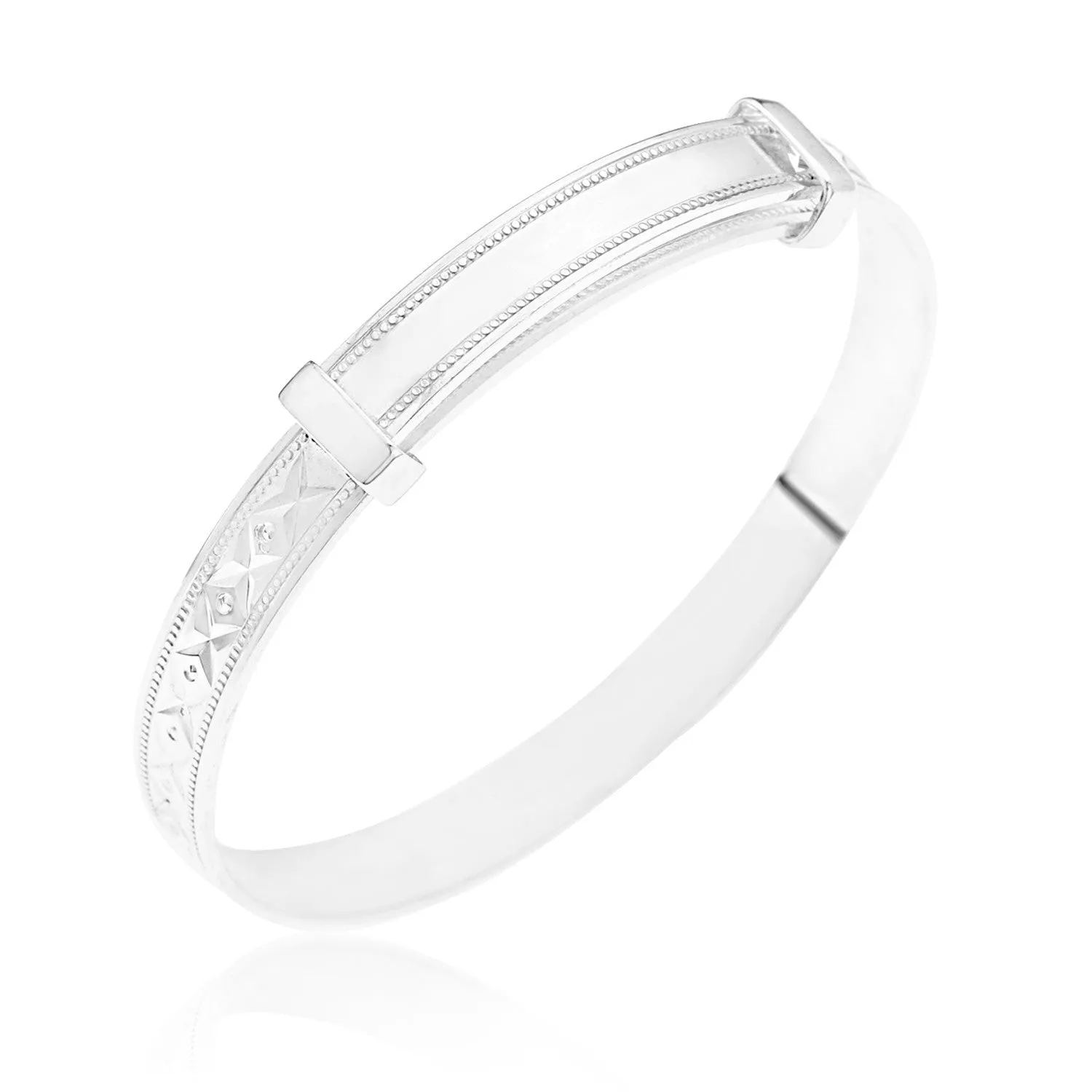 Baby's Bangles Expandable with Diamond Cut- STERLING SILVER