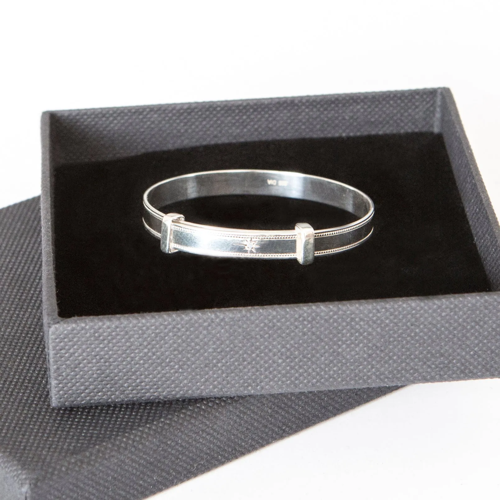 Baby's Bangles with 'Real Diamond' Adjustable - STERLING SILVER
