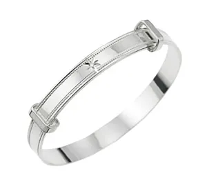Baby's Bangles with 'Real Diamond' Adjustable - STERLING SILVER