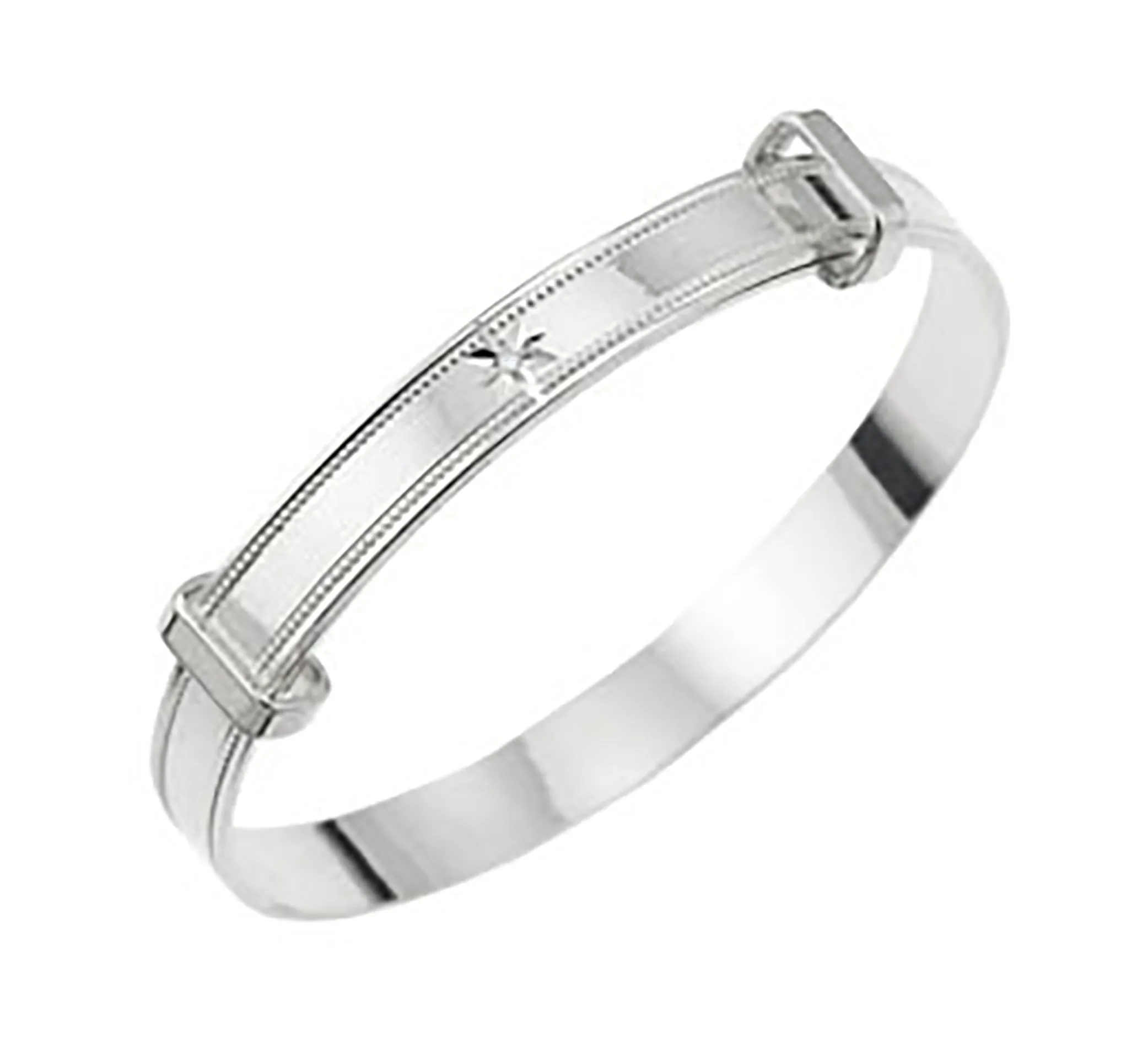 Baby's Bangles with 'Real Diamond' Adjustable - STERLING SILVER