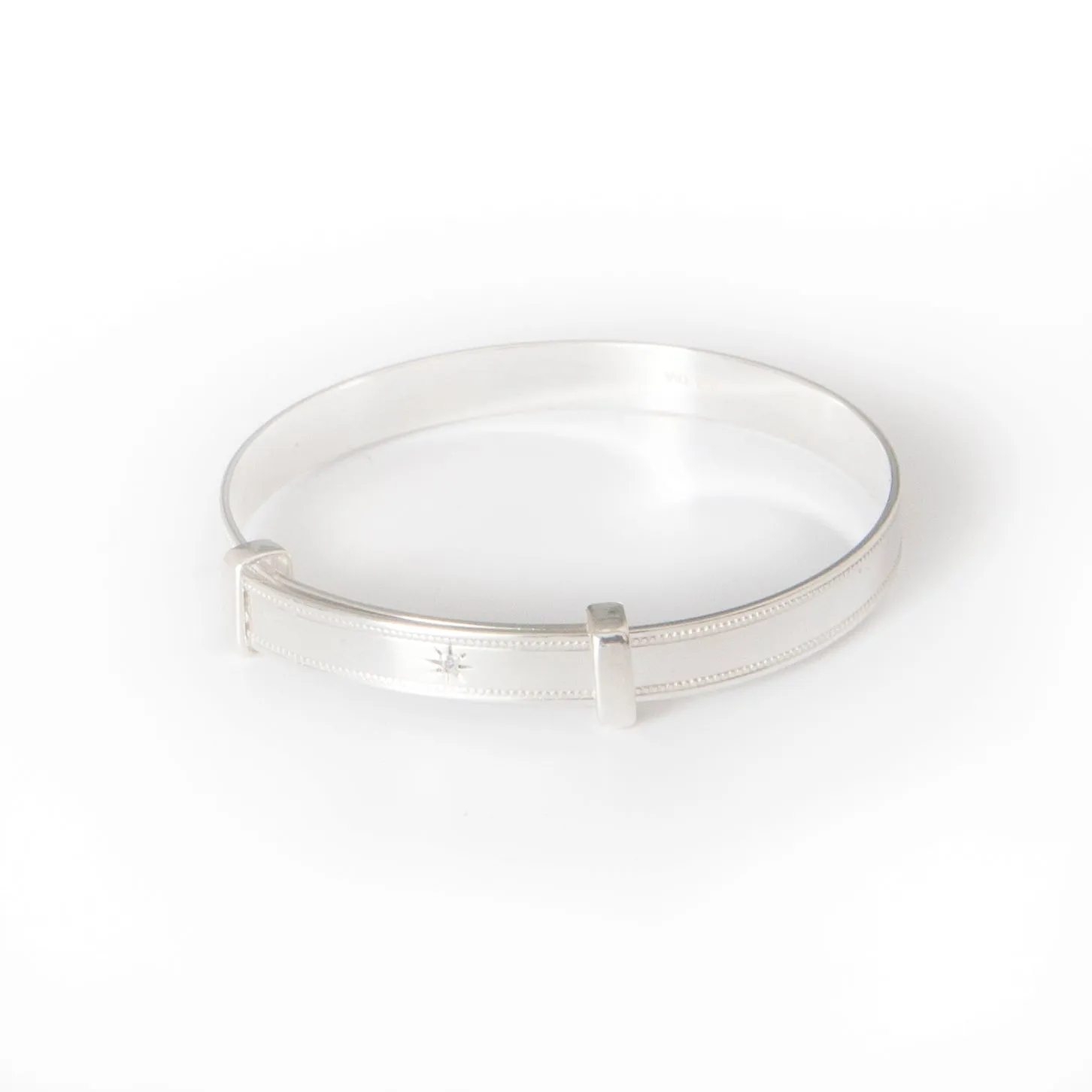Baby's Bangles with 'Real Diamond' Adjustable - STERLING SILVER