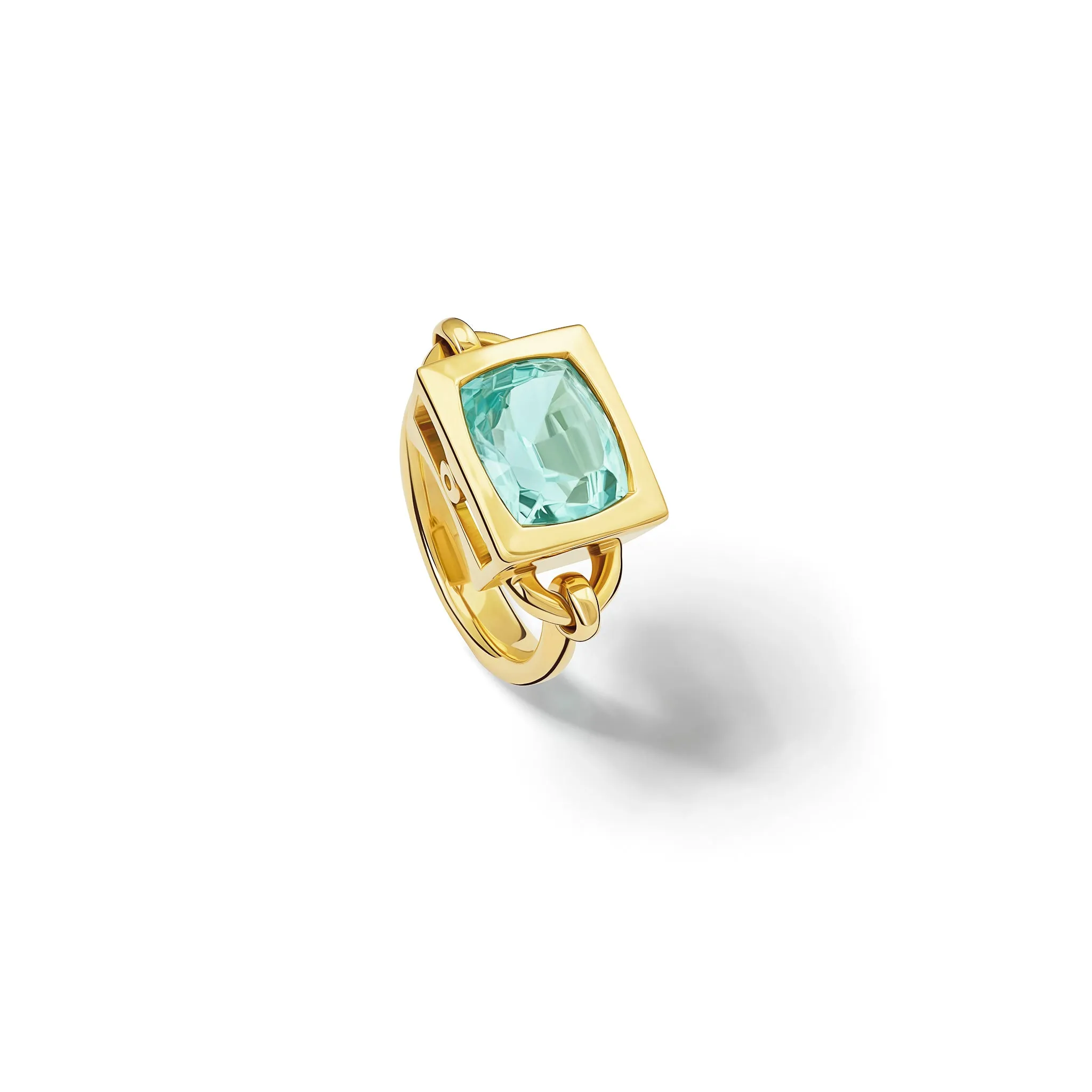 Baguette Large Ring 18ct Yellow Gold - Aquamarine