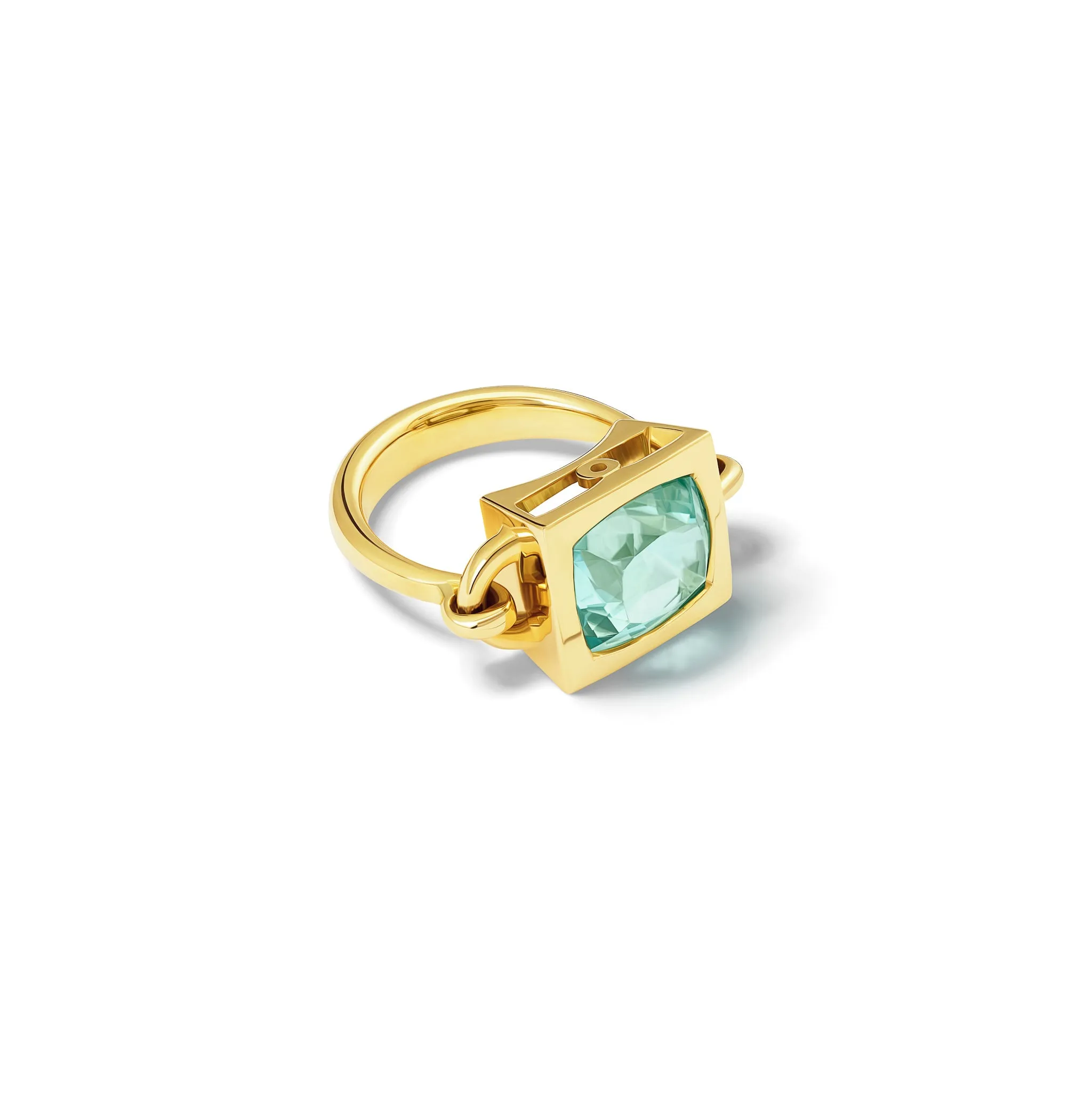 Baguette Large Ring 18ct Yellow Gold - Aquamarine