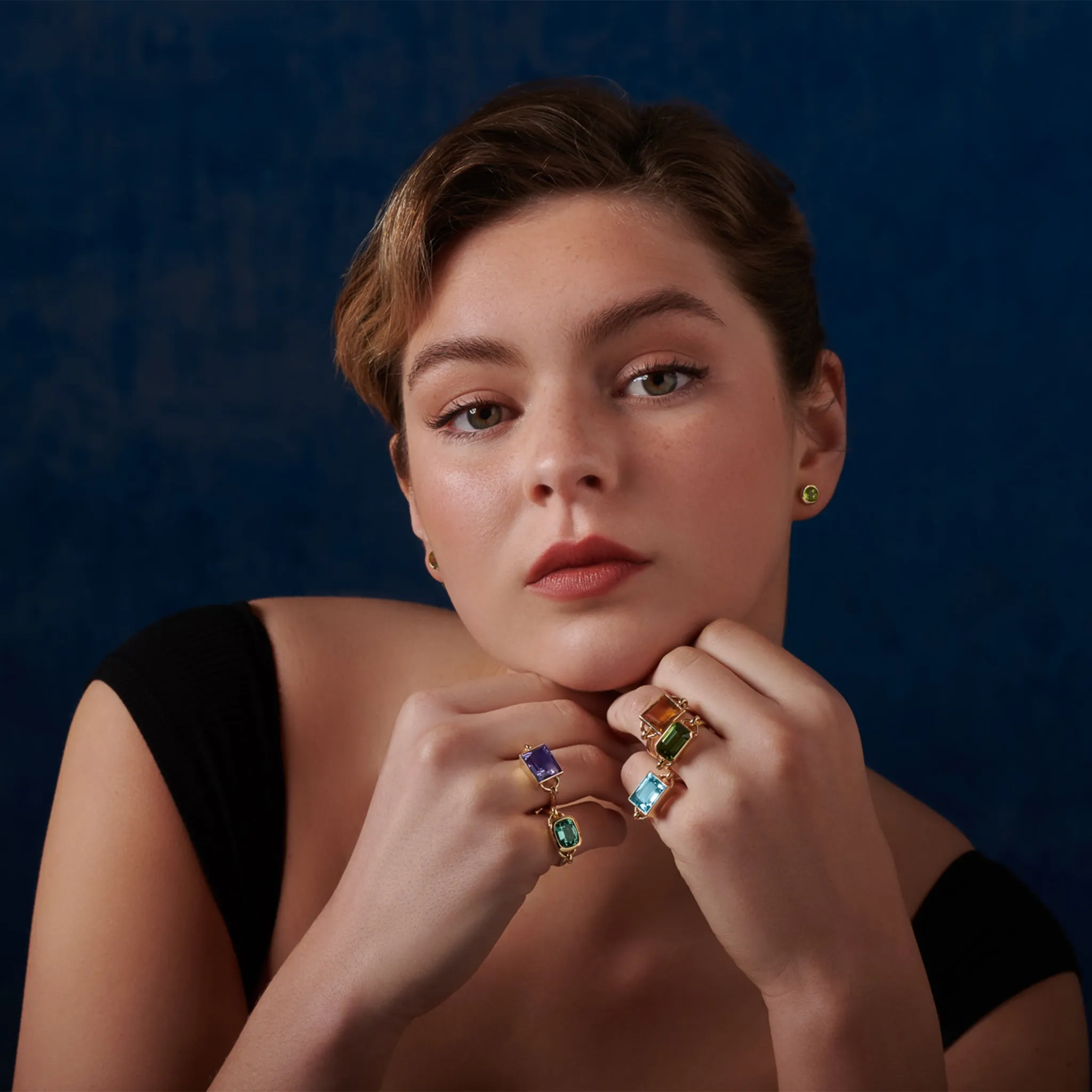 Baguette Large Ring 18ct Yellow Gold - Aquamarine