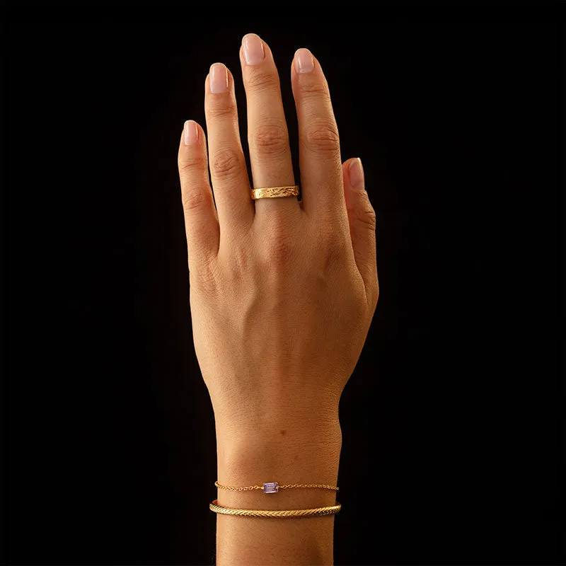 Baguette Mini Bracelet, Amethyst, Gold