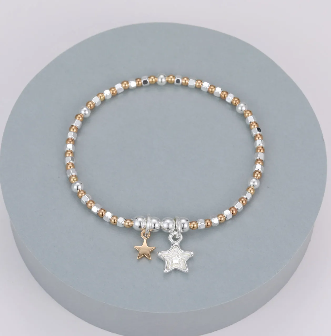 Beaded Bracelet In Multi with Twin Star Charms