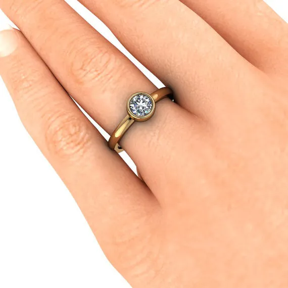 Bezel Set Solitaire Moissanite Engagement Ring - I Will