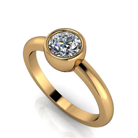 Bezel Set Solitaire Moissanite Engagement Ring - I Will