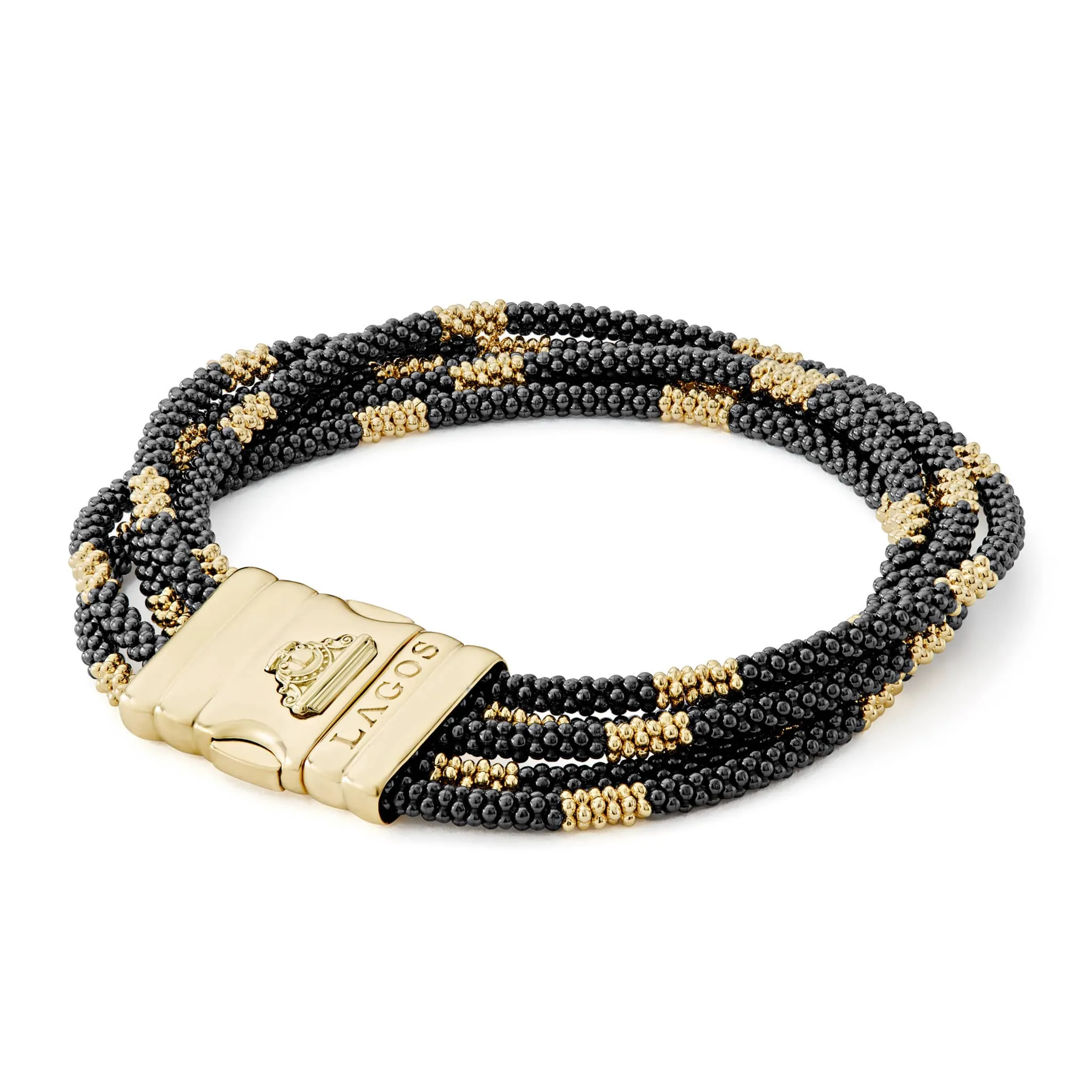 Black Caviar Five Strand Ceramic Beaded Bracelet