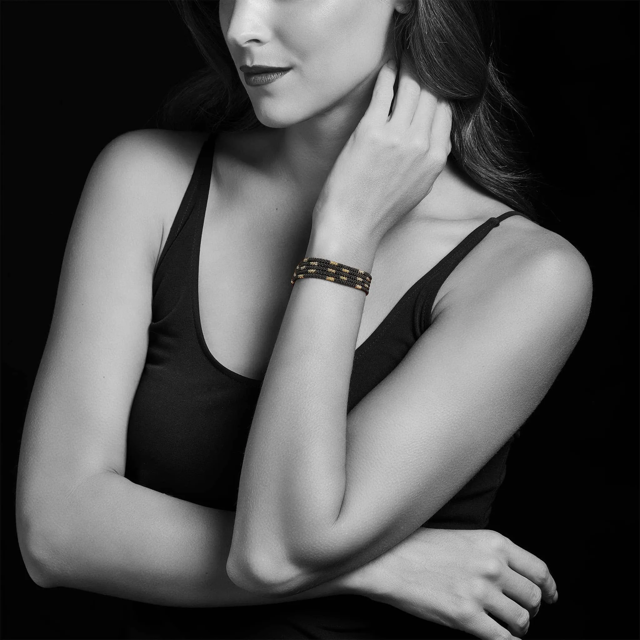 Black Caviar Five Strand Ceramic Beaded Bracelet
