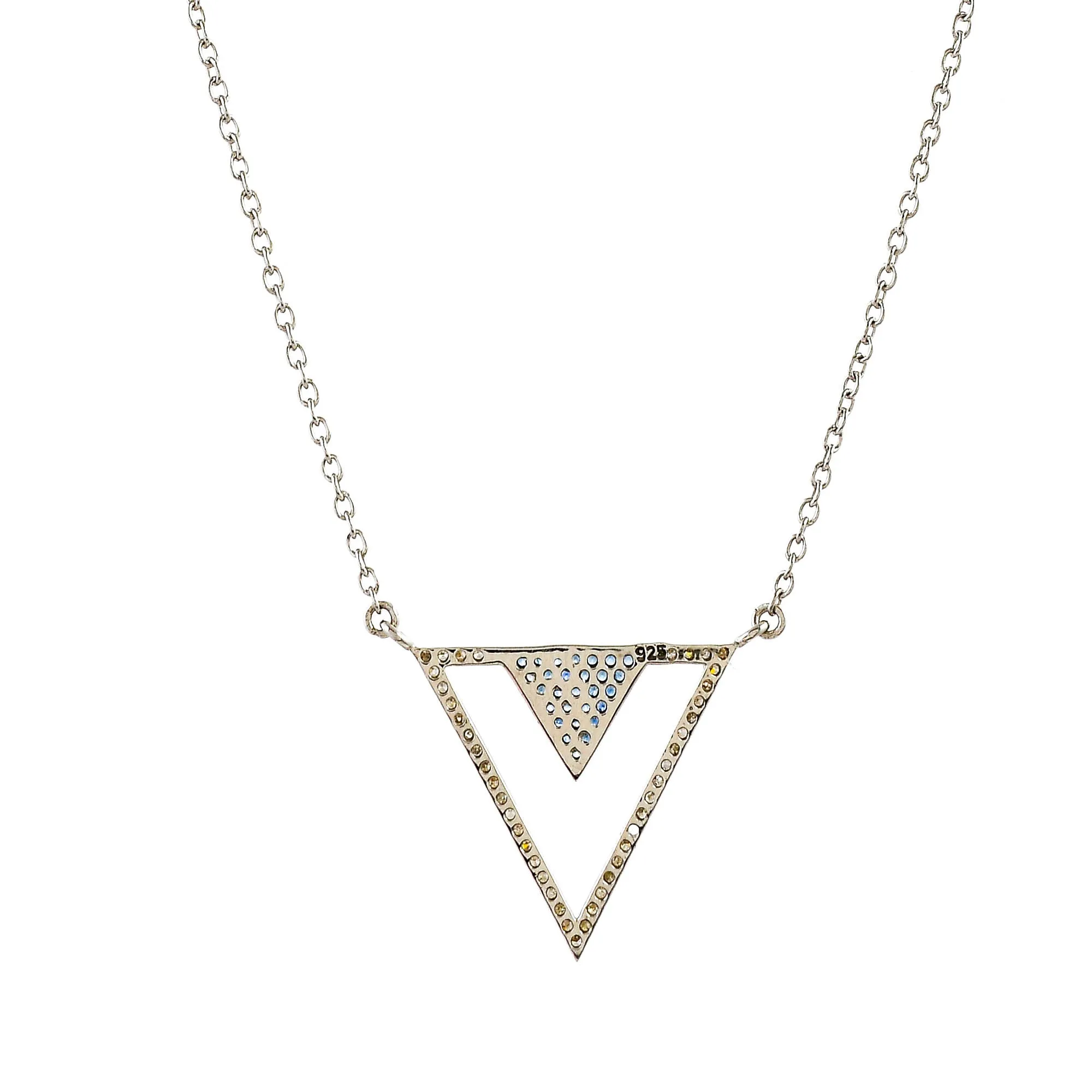 Blue Sapphire Triangle Necklace
