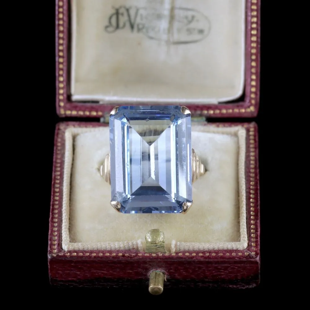 Blue Topaz Cocktail Ring 9Ct Gold Circa 1940
