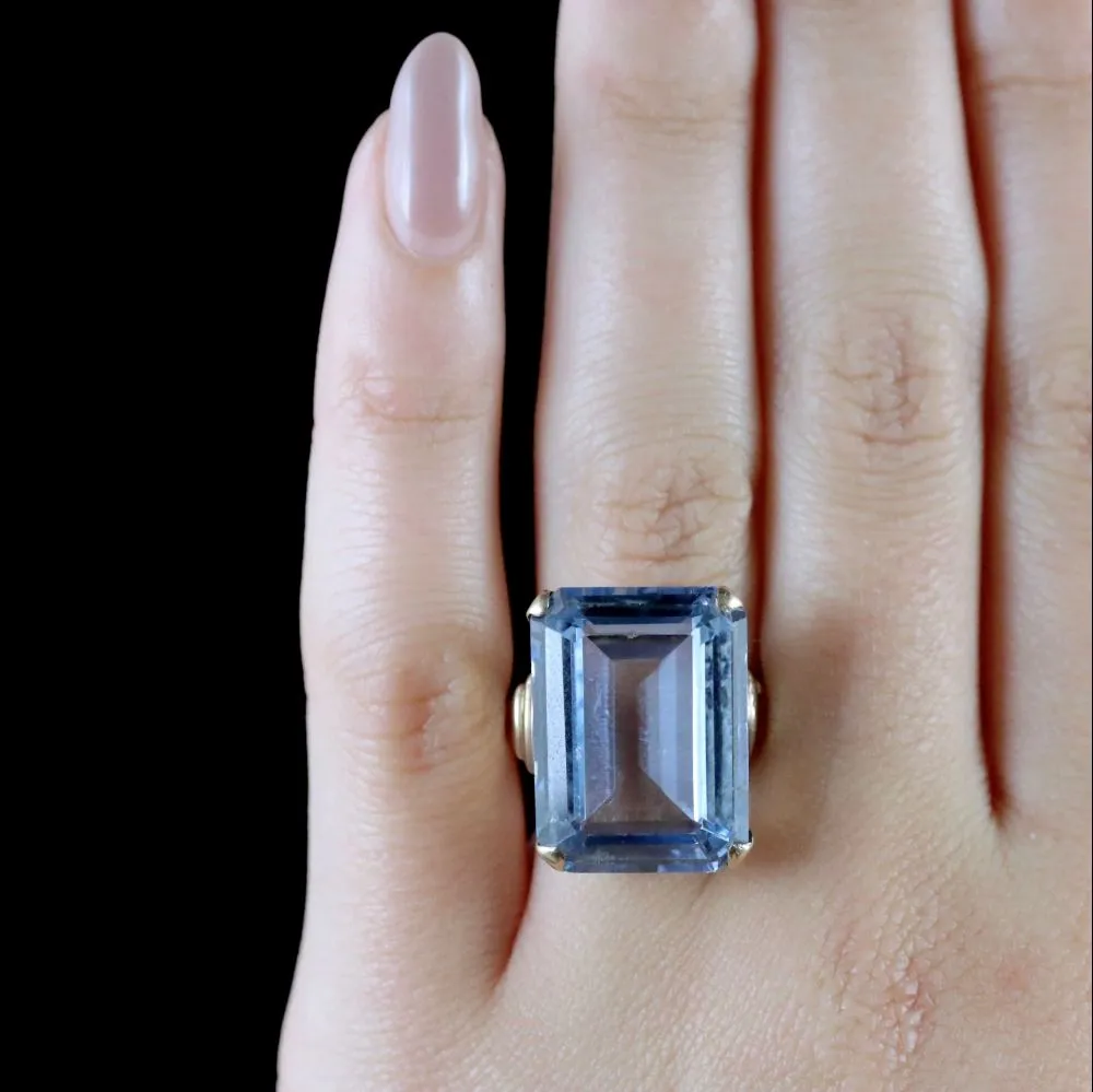 Blue Topaz Cocktail Ring 9Ct Gold Circa 1940