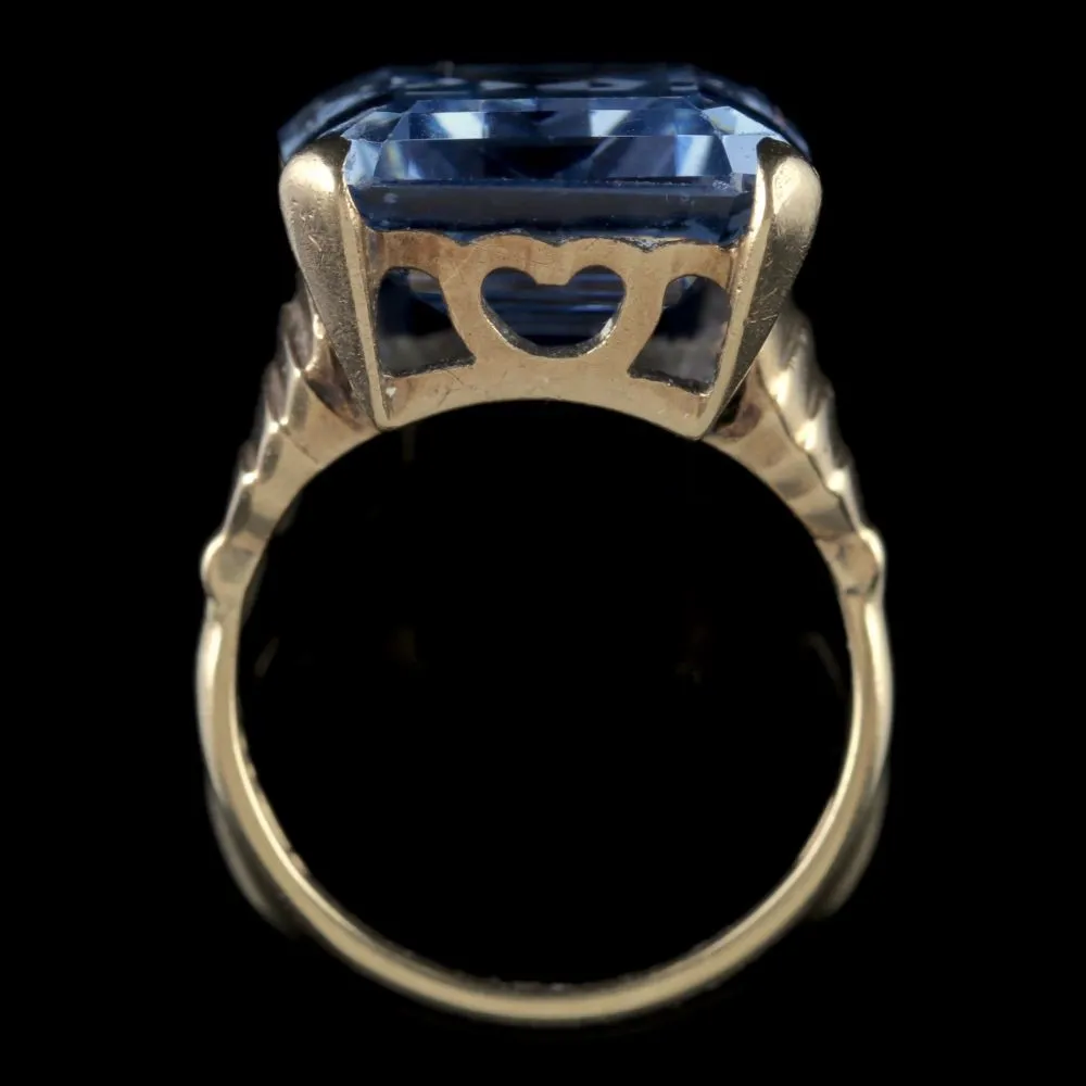 Blue Topaz Cocktail Ring 9Ct Gold Circa 1940