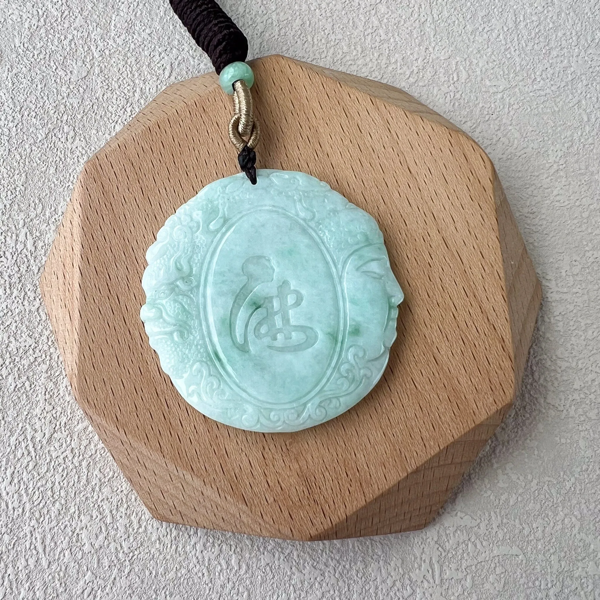Buddha and Demon Pendant, Jadeite Jade Buddha Pendant, AMF-0223-1715310484