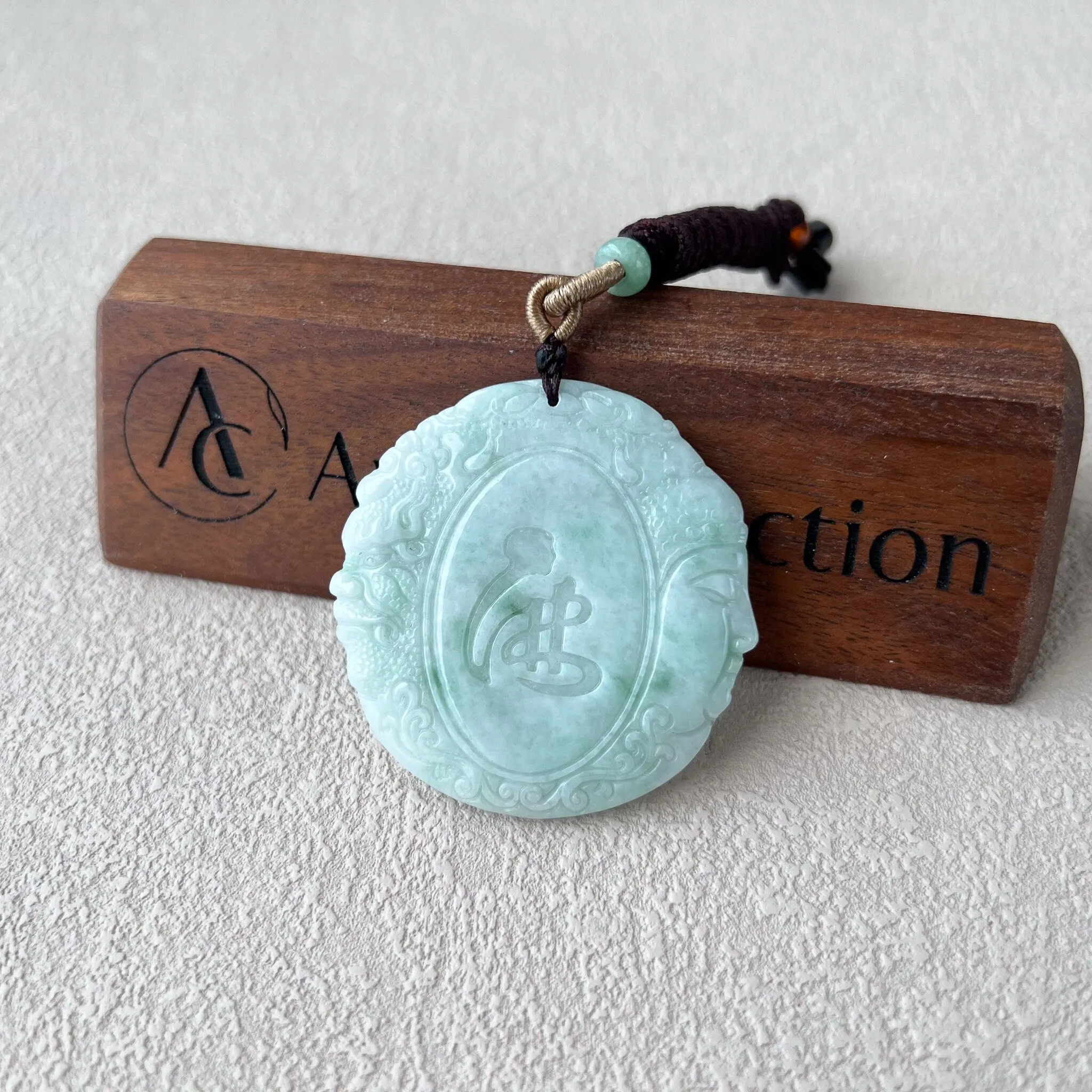 Buddha and Demon Pendant, Jadeite Jade Buddha Pendant, AMF-0223-1715310484