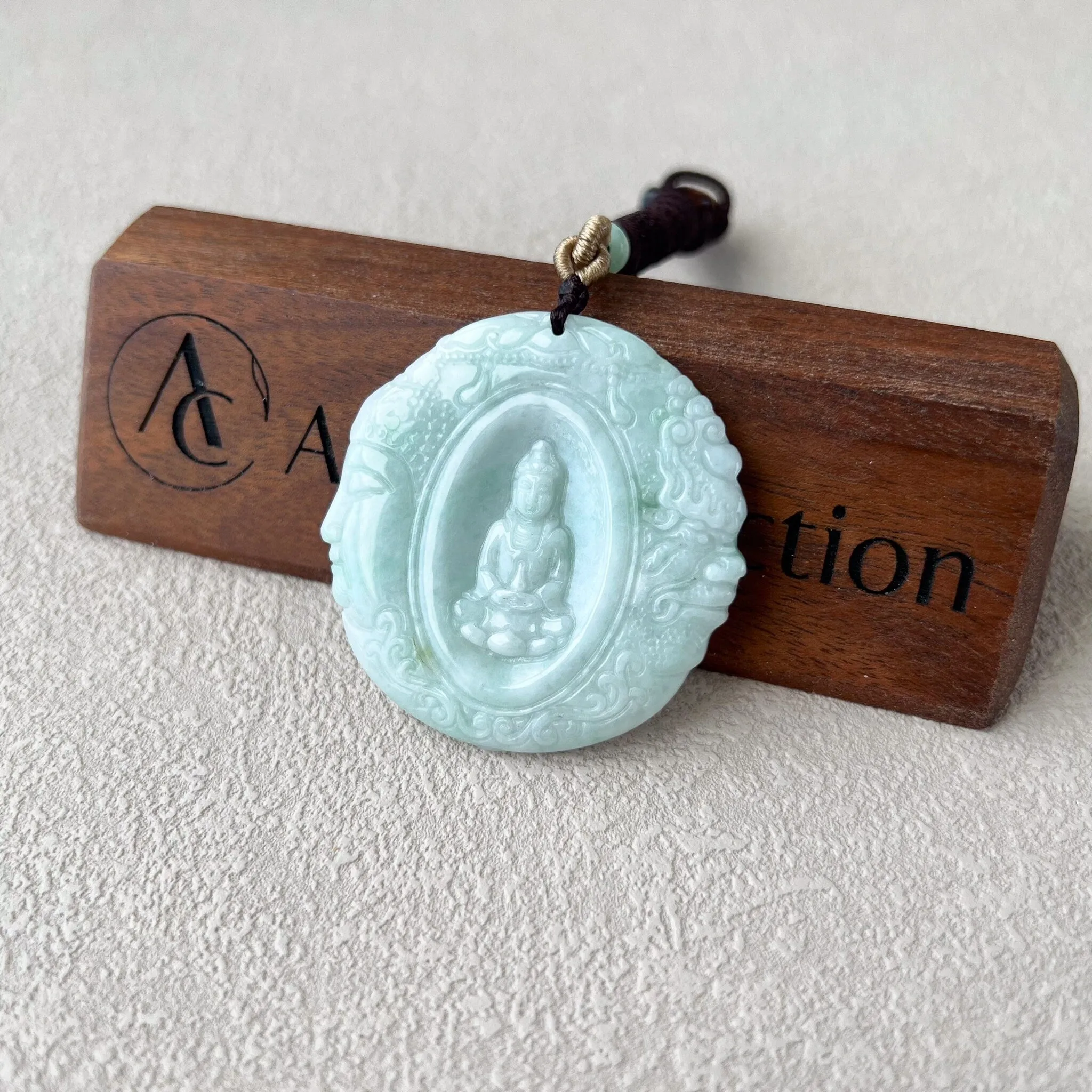 Buddha and Demon Pendant, Jadeite Jade Buddha Pendant, AMF-0223-1715310484