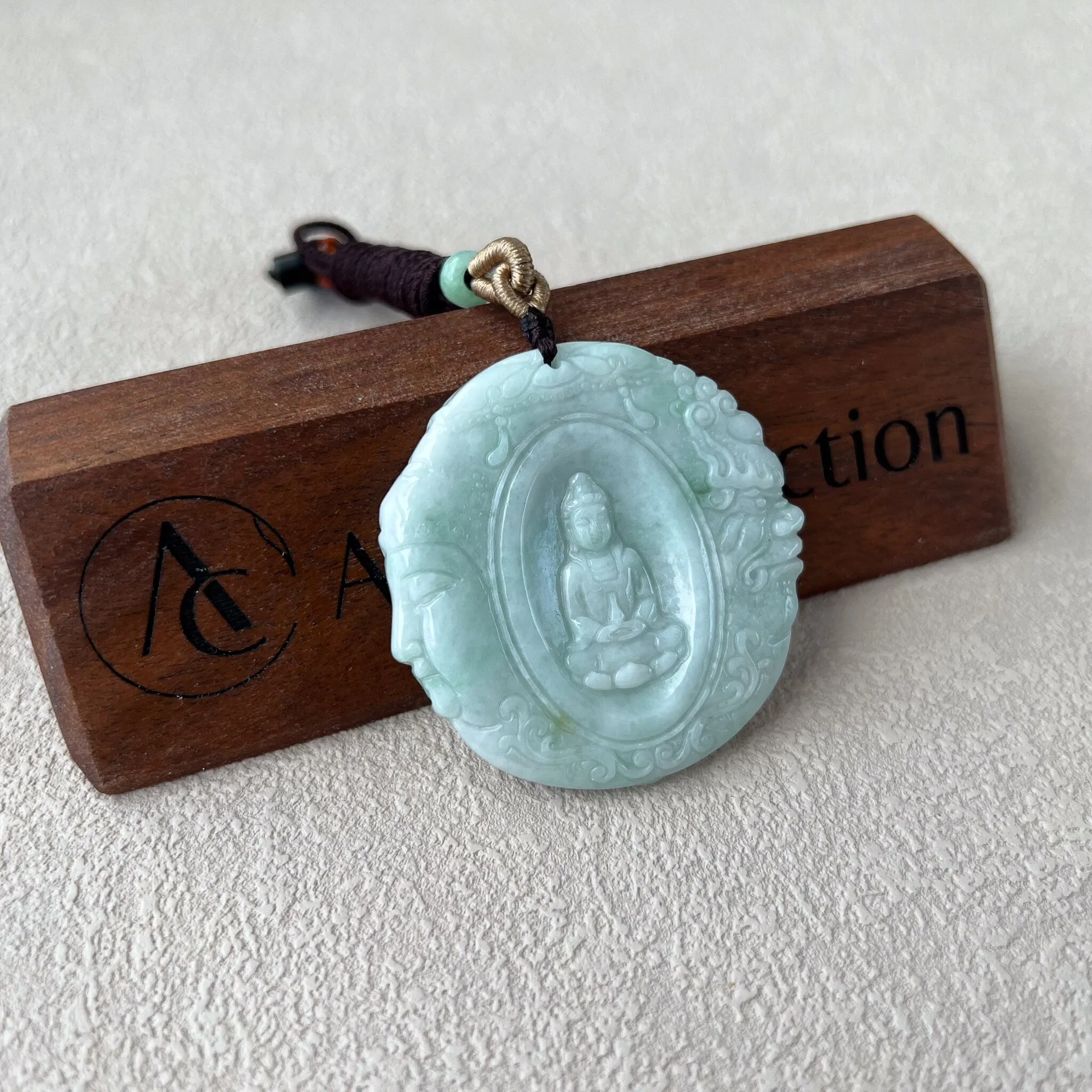 Buddha and Demon Pendant, Jadeite Jade Buddha Pendant, AMF-0223-1715310484