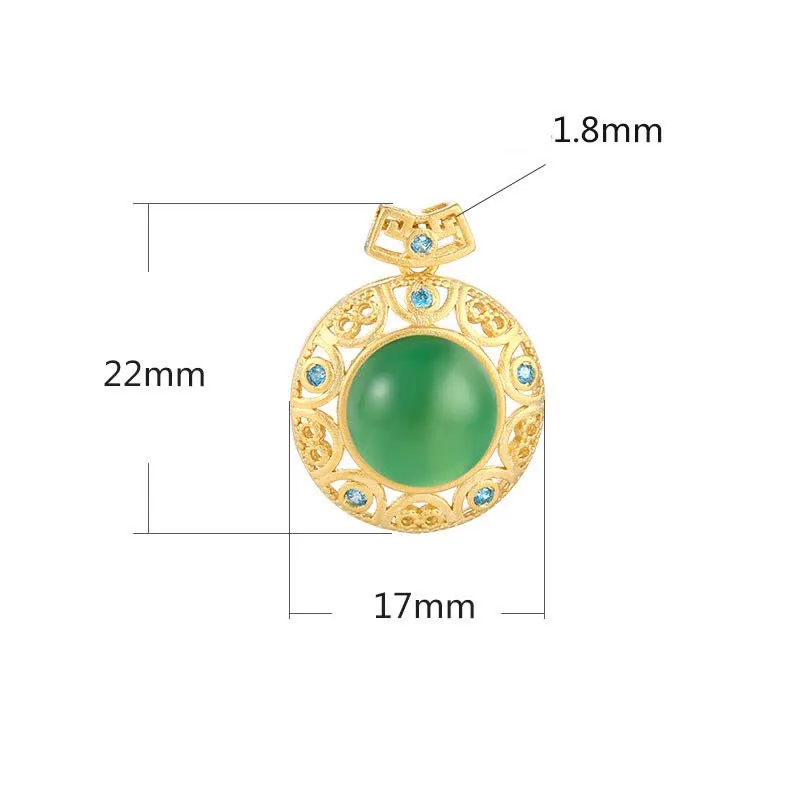 Buddha Stones 925 Sterling Silver Green Chalcedony Hetian White Jade Strength Necklace Pendant