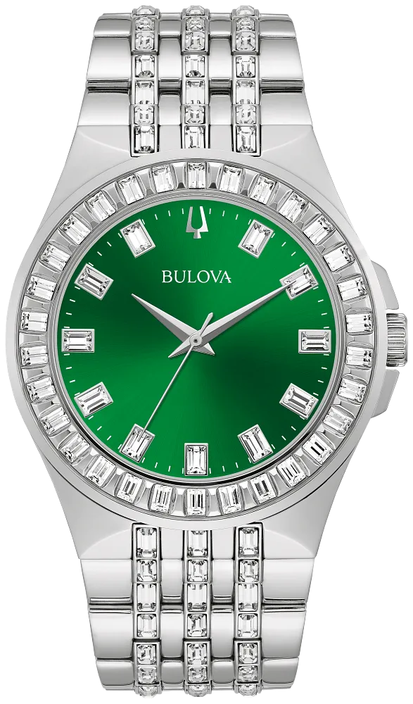 Bulova Crystal Green Dial Men Watch 96A253
